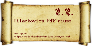 Milankovics Máriusz névjegykártya